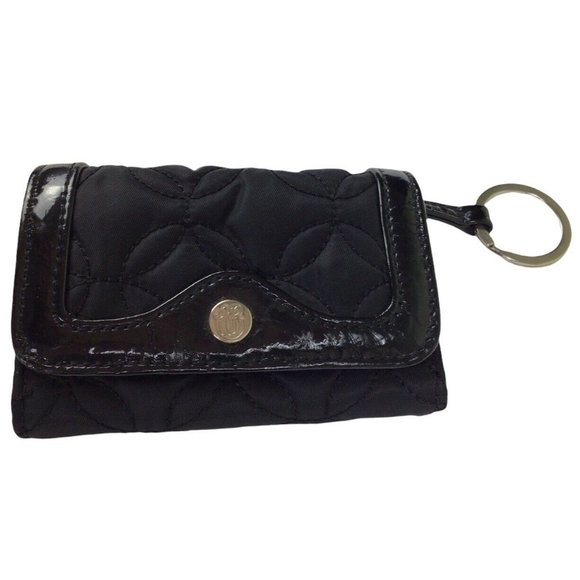 Vera Bradley Handbags - Vera Bradley Black Quilted Keychain Coin Purse Zippered Pocket 4 Compartments